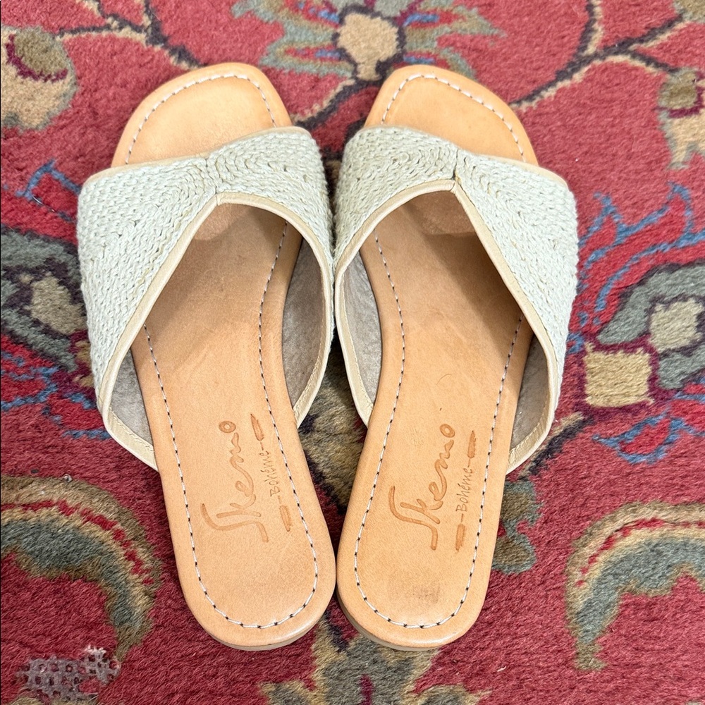 Skemo Woven Hemp Leather Sandals, like new.